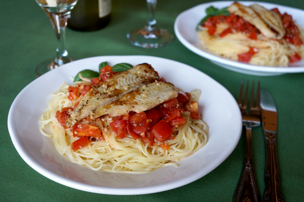 tilapia scampi spaghetti and a giveaway! The Baking Fairy