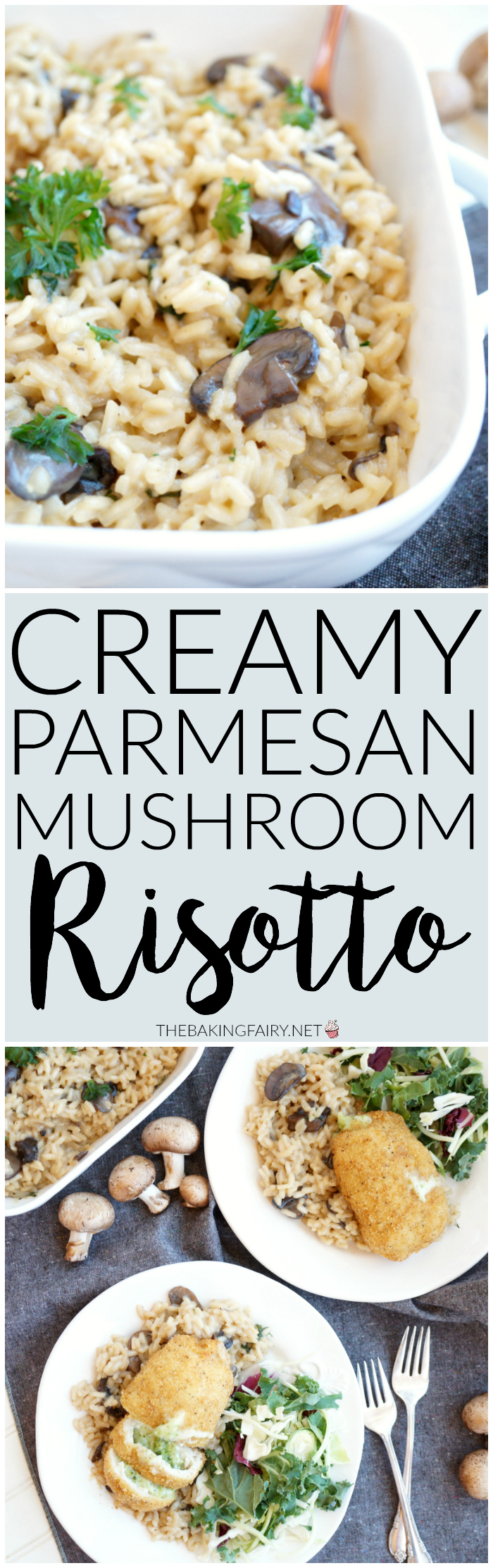 creamy parmesan mushroom risotto with Barber Foods The Baking Fairy