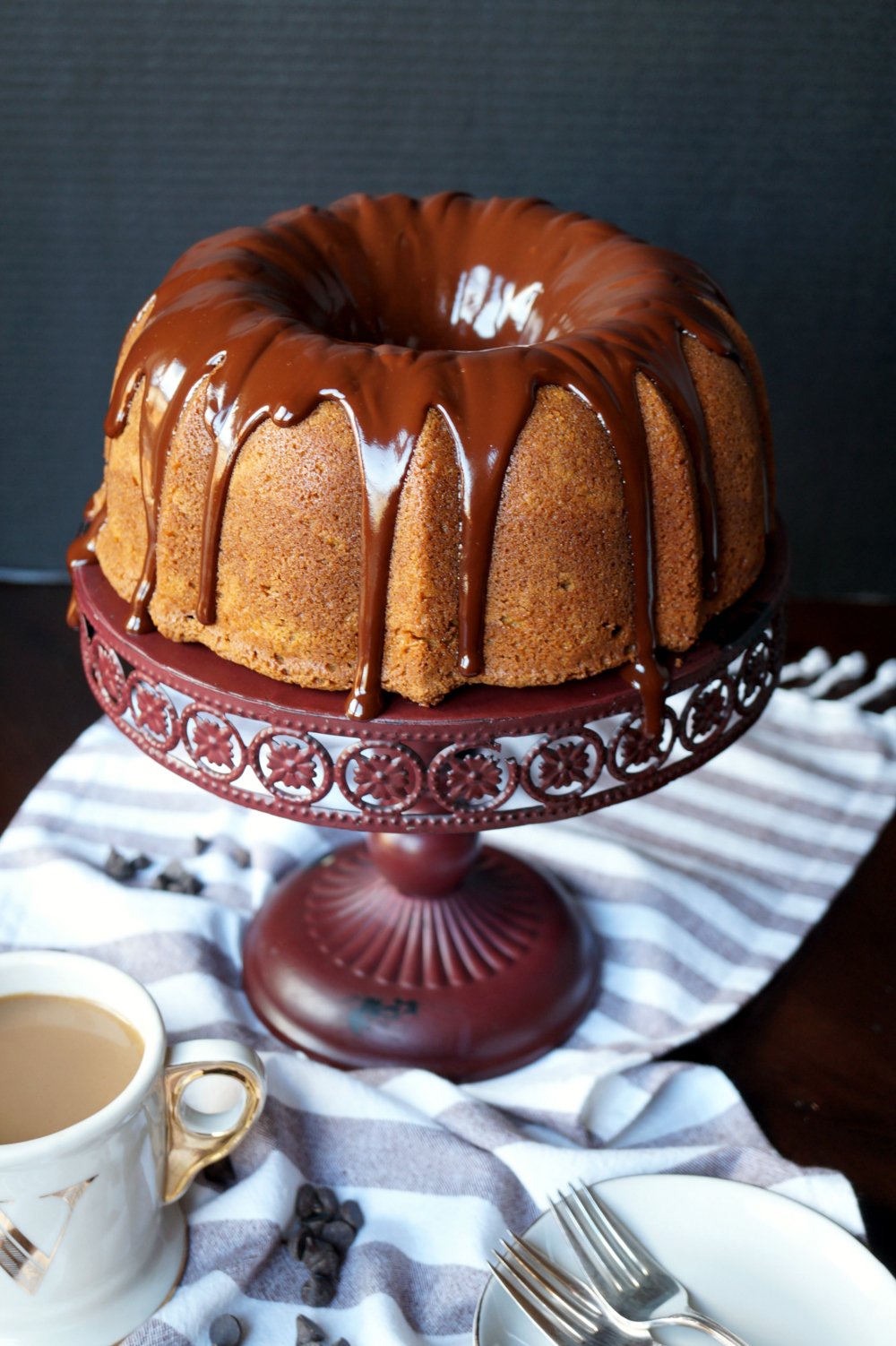 espresso bundt cake with dark chocolate ganache | The Baking Fairy