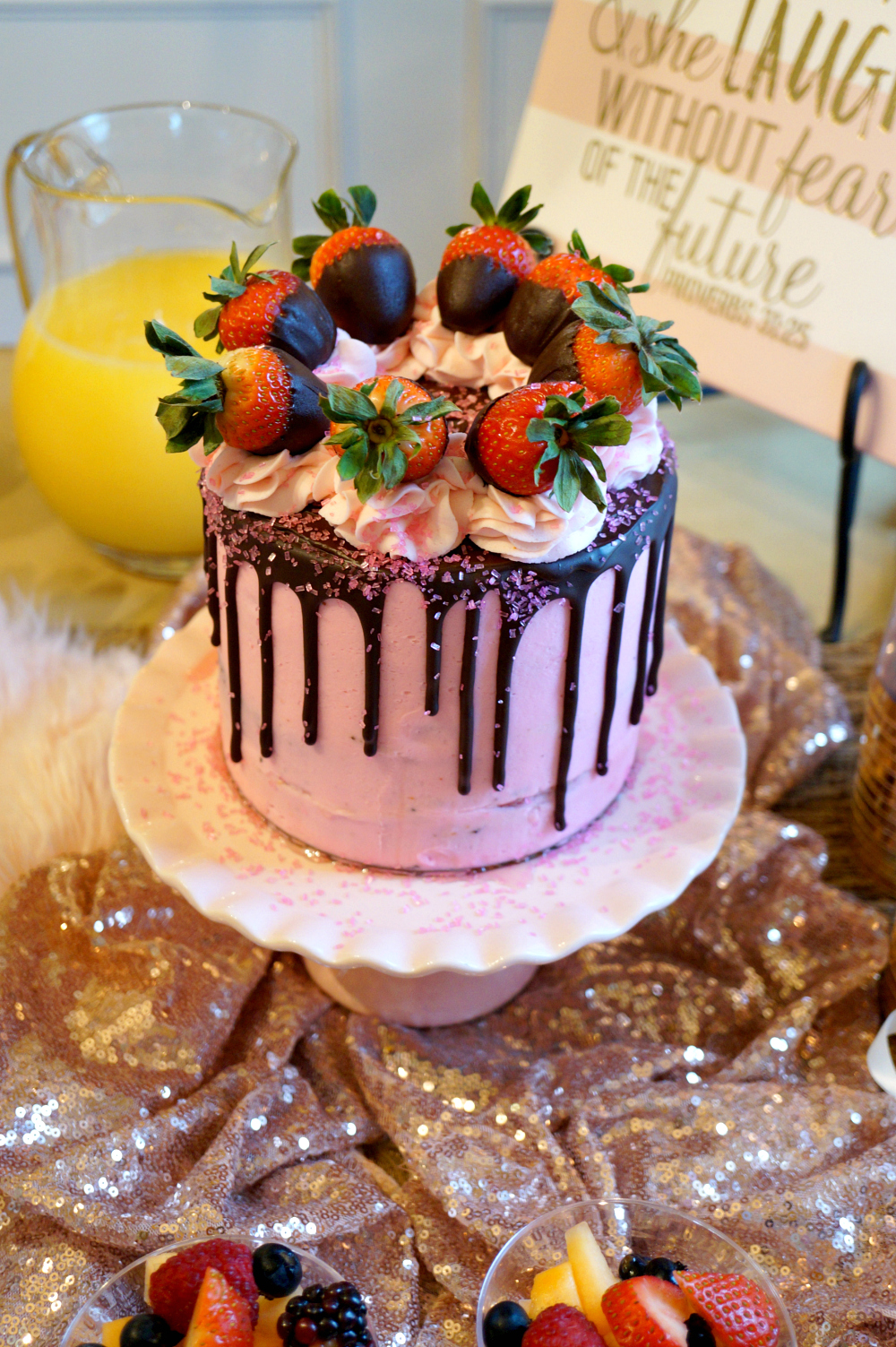 Vegan Chocolate Covered Strawberry Cake Bridal Shower