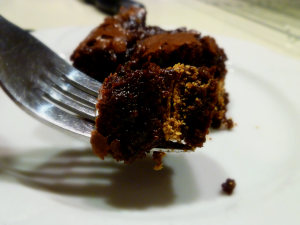 bite of brownie on fork