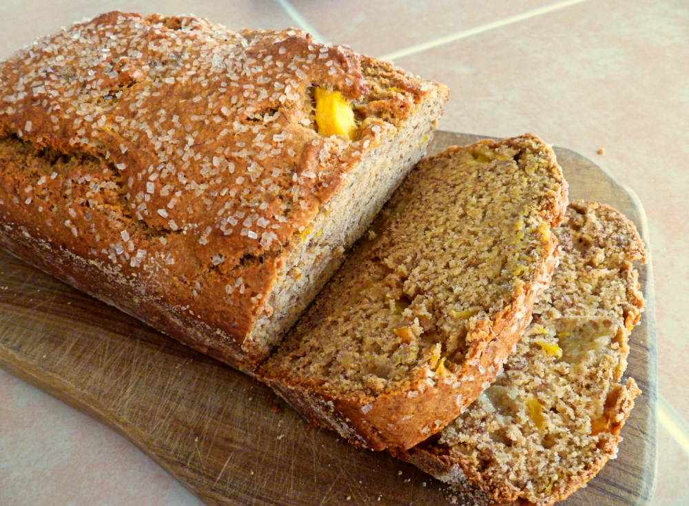 loaf of mango banana bread