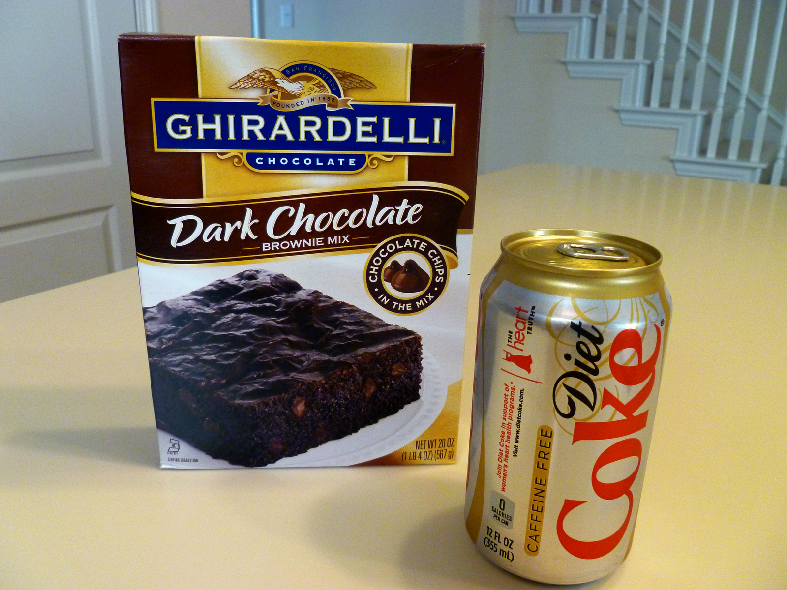 box of brownie mix and can of Coke