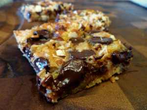 cookie bar on cutting board