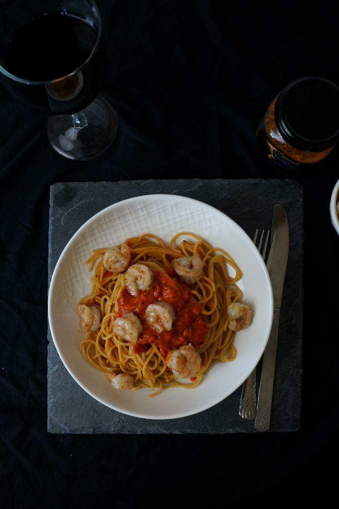 red pepper pasta with shrimp | The Baking Fairy