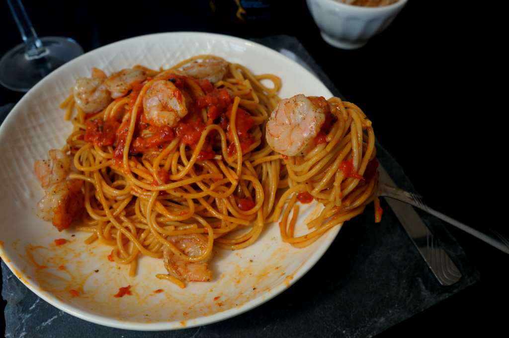 red pepper pasta with shrimp | The Baking Fairy