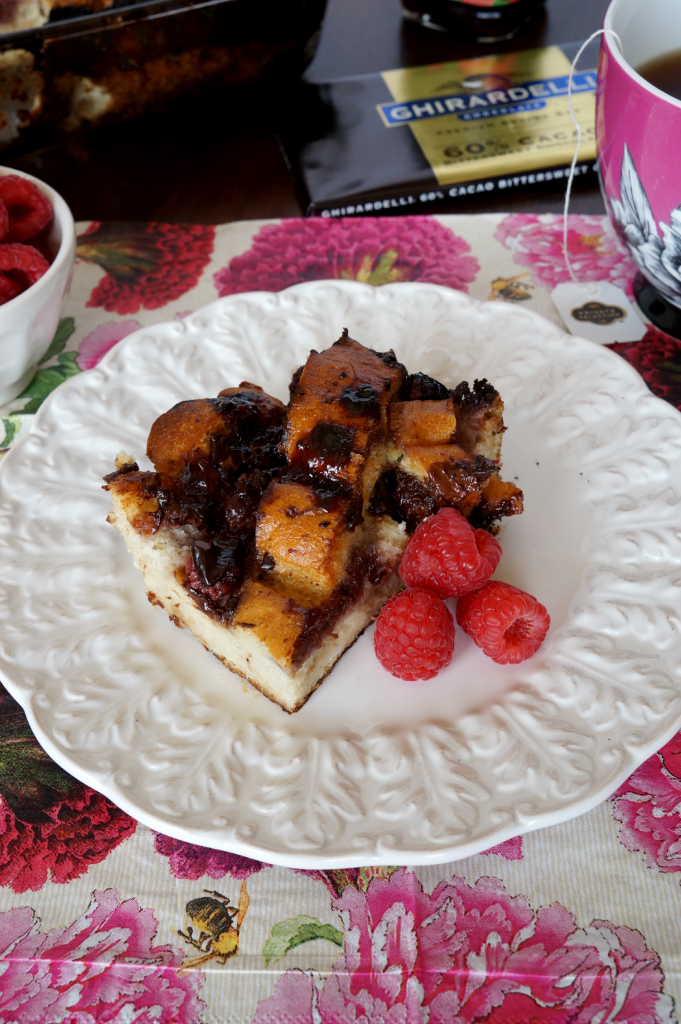 raspberry dark chocolate french toast bake | The Baking Fairy