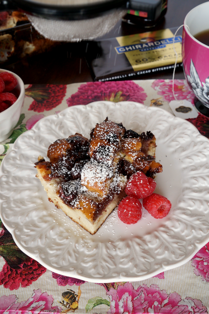 raspberry dark chocolate french toast bake | The Baking Fairy