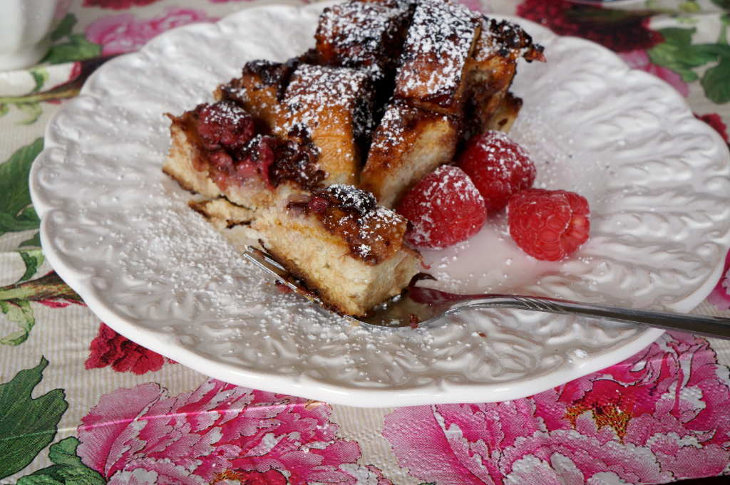 dark chocolate raspberry french toast bake | The Baking Fairy