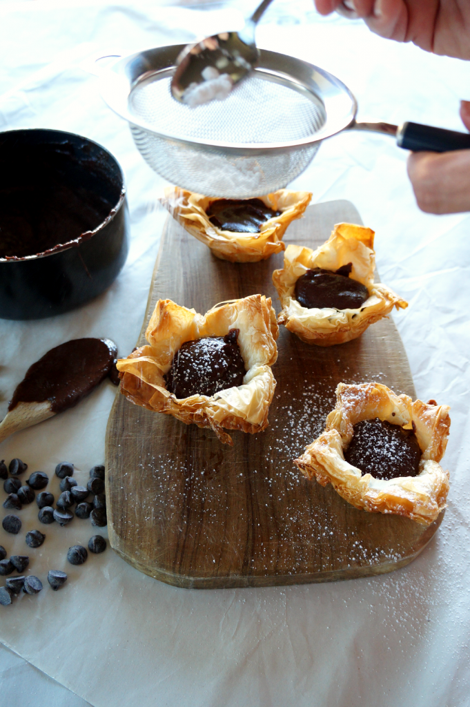 dark chocolate custard phyllo cups | The Baking Fairy