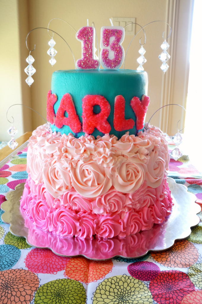 neon pink and teal birthday cake | The Baking Fairy