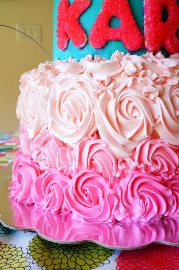 neon pink and teal birthday cake | The Baking Fairy