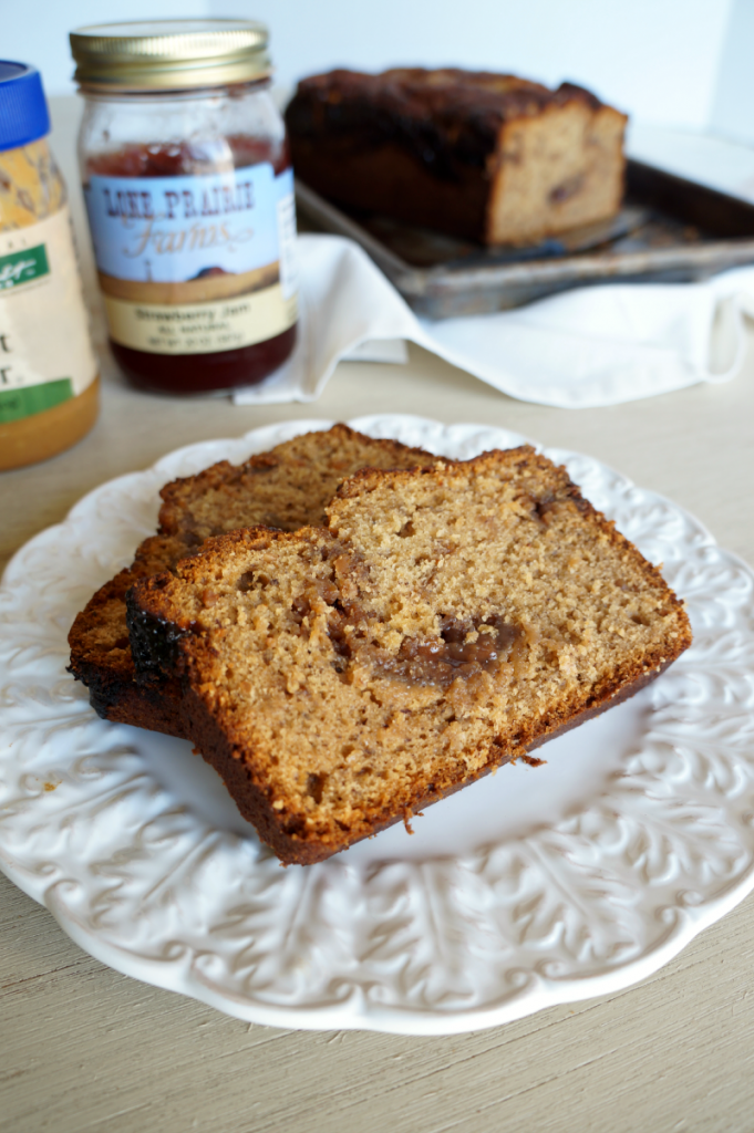 peanut butter & jelly banana bread | The Baking Fairy