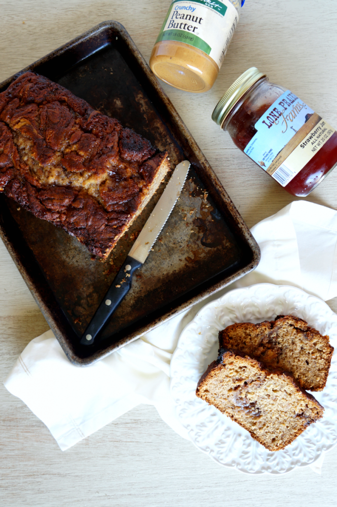 peanut butter & jelly banana bread | The Baking Fairy