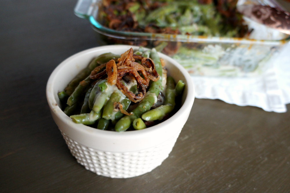 homemade green bean casserole with fried shallots | The Baking Fairy