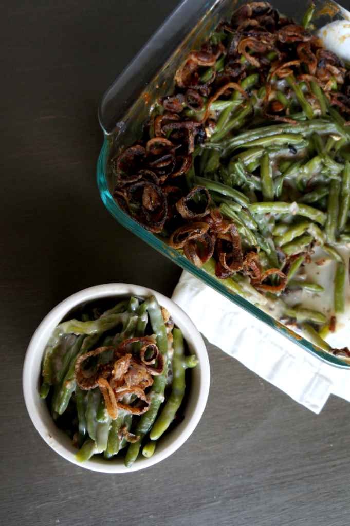 homemade green bean casserole with fried shallots | The Baking Fairy