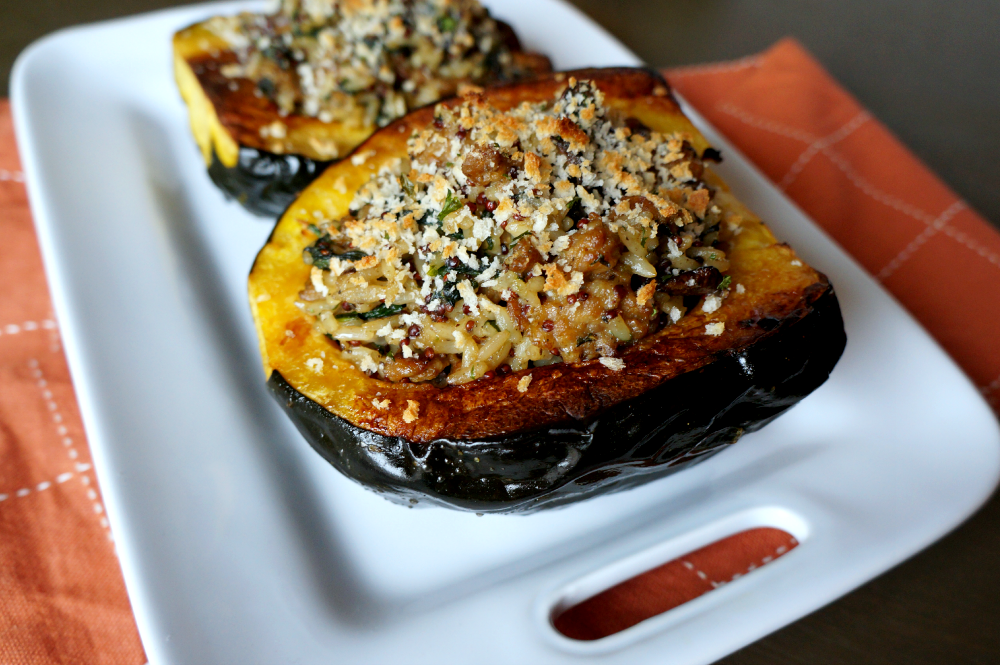 acorn squash with rice & sausage stuffing | The Baking Fairy