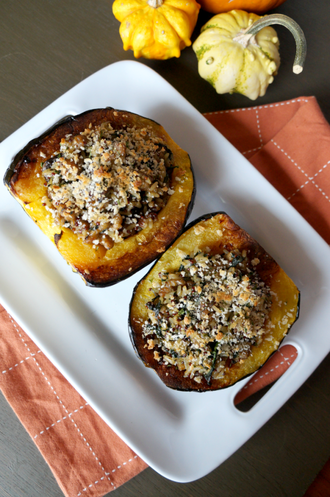 acorn squash with rice & sausage stuffing | The Baking Fairy