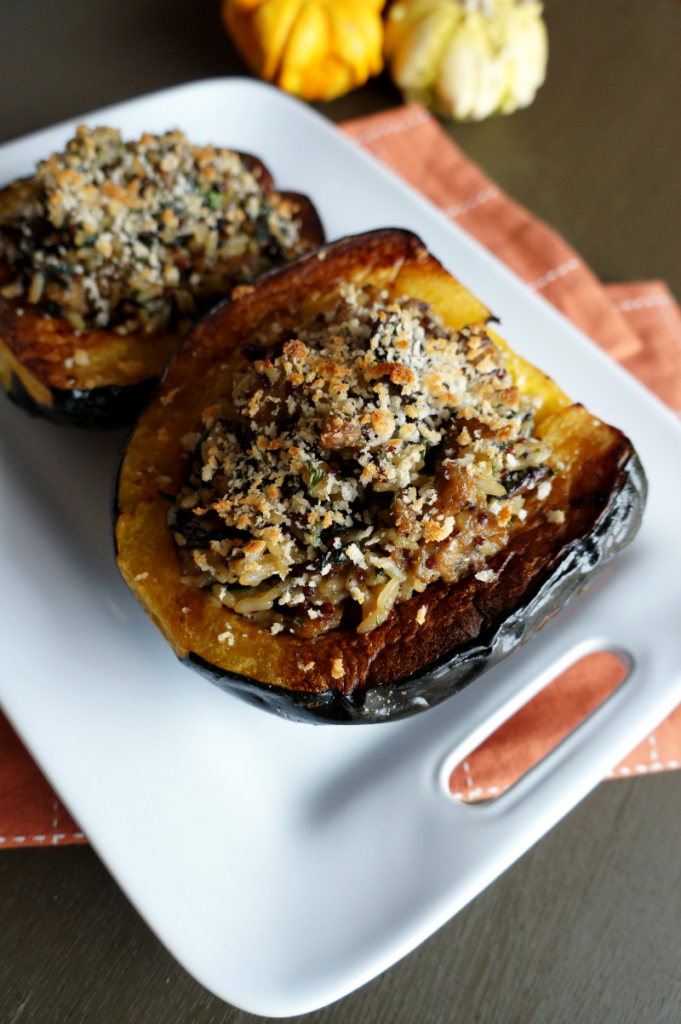 acorn squash with rice & sausage stuffing | The Baking Fairy