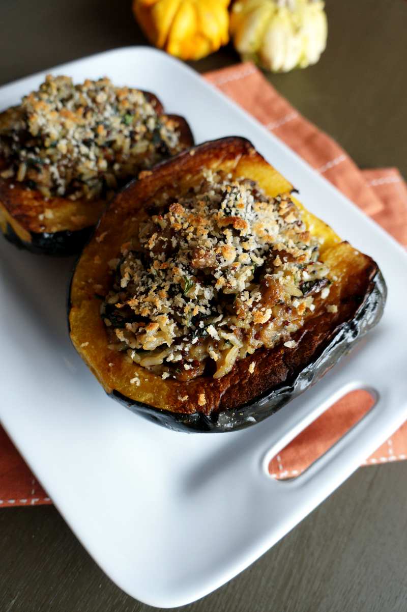 acorn squash with rice & sausage stuffing - The Baking Fairy