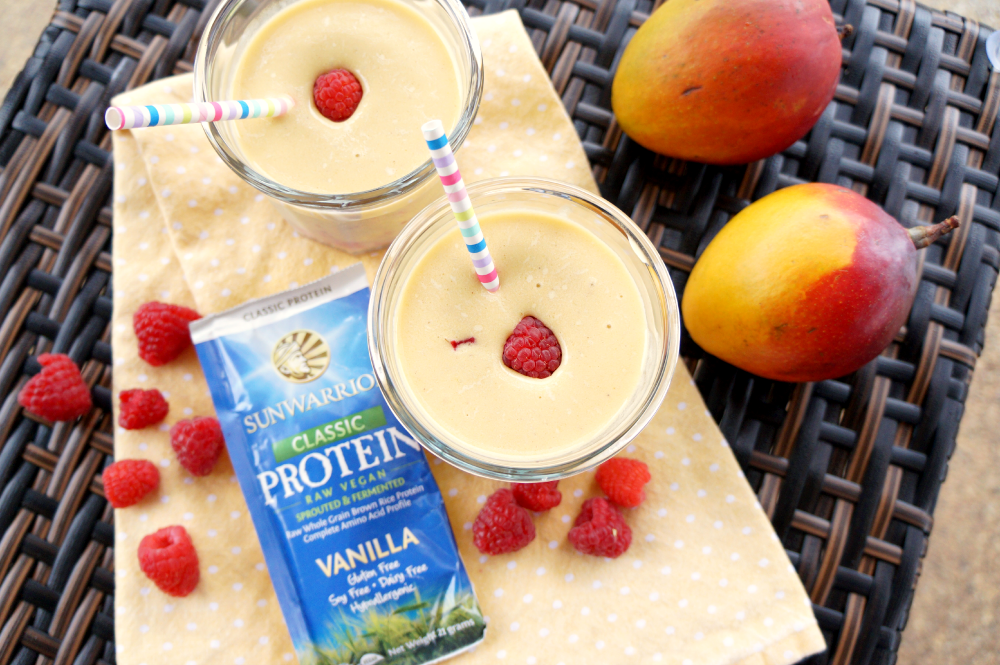 Vegan Raspberry Mango Protein Smoothie