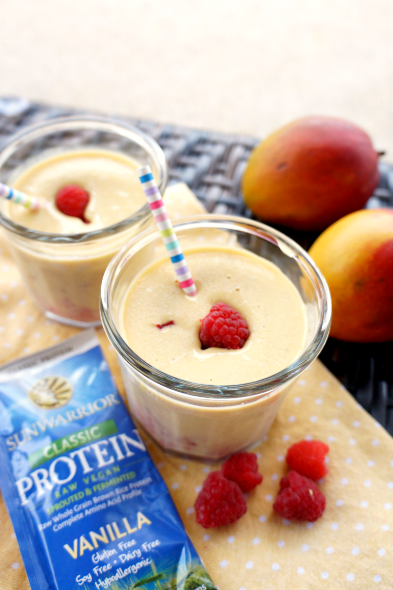 Vegan Raspberry Mango Protein Smoothie