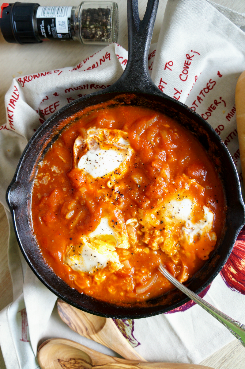 tomato sauce poached eggs | The Baking Fairy