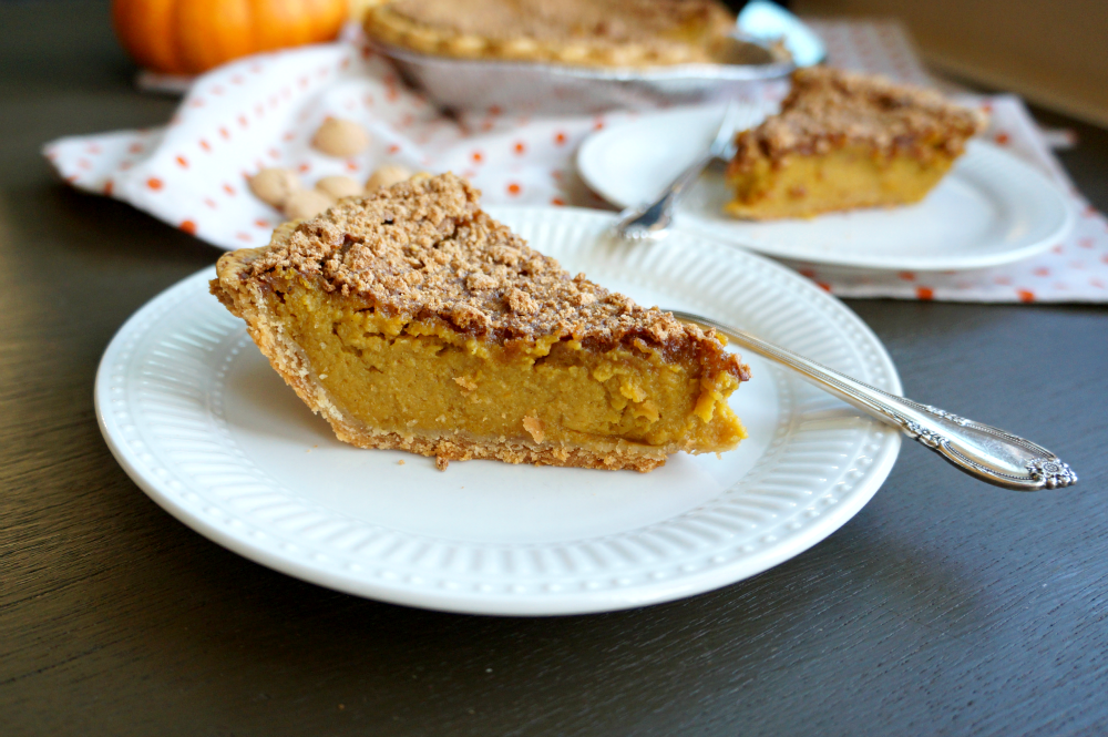 fresh pumpkin pie with amaretto streusel | The Baking Fairy