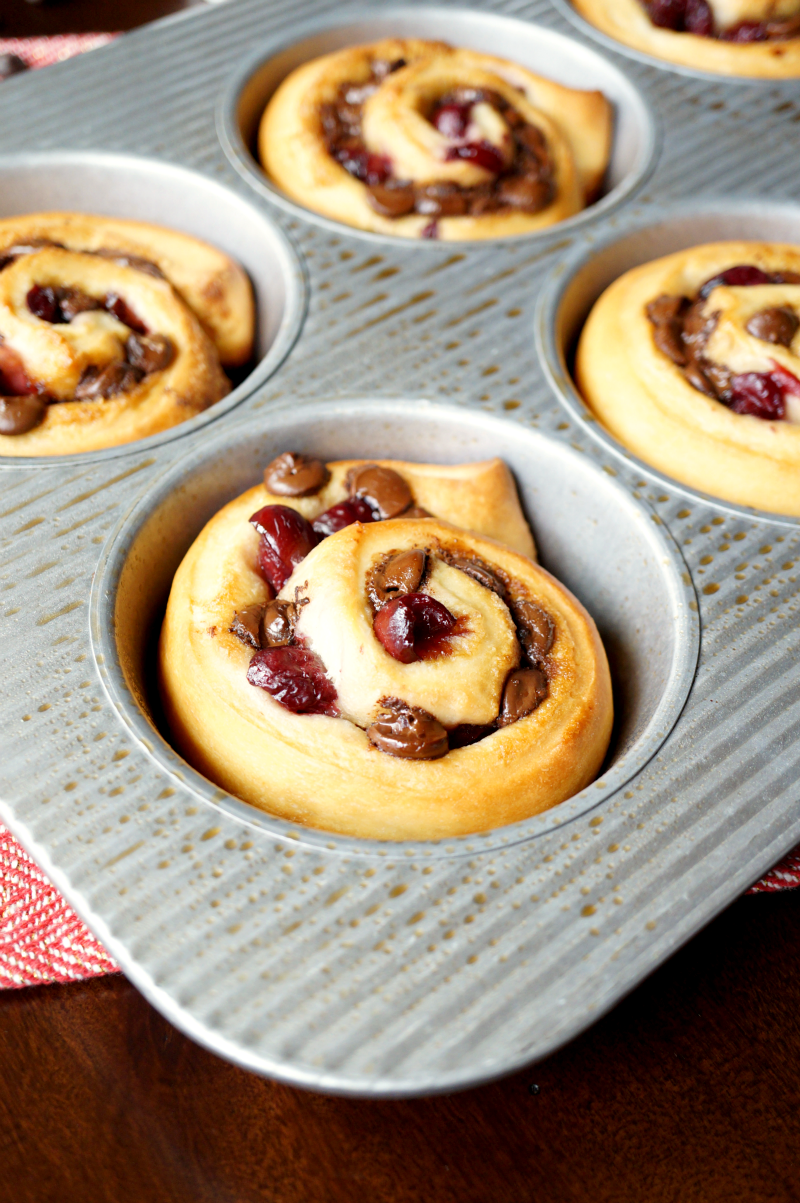 sour cherry chocolate rolls | The Baking Fairy