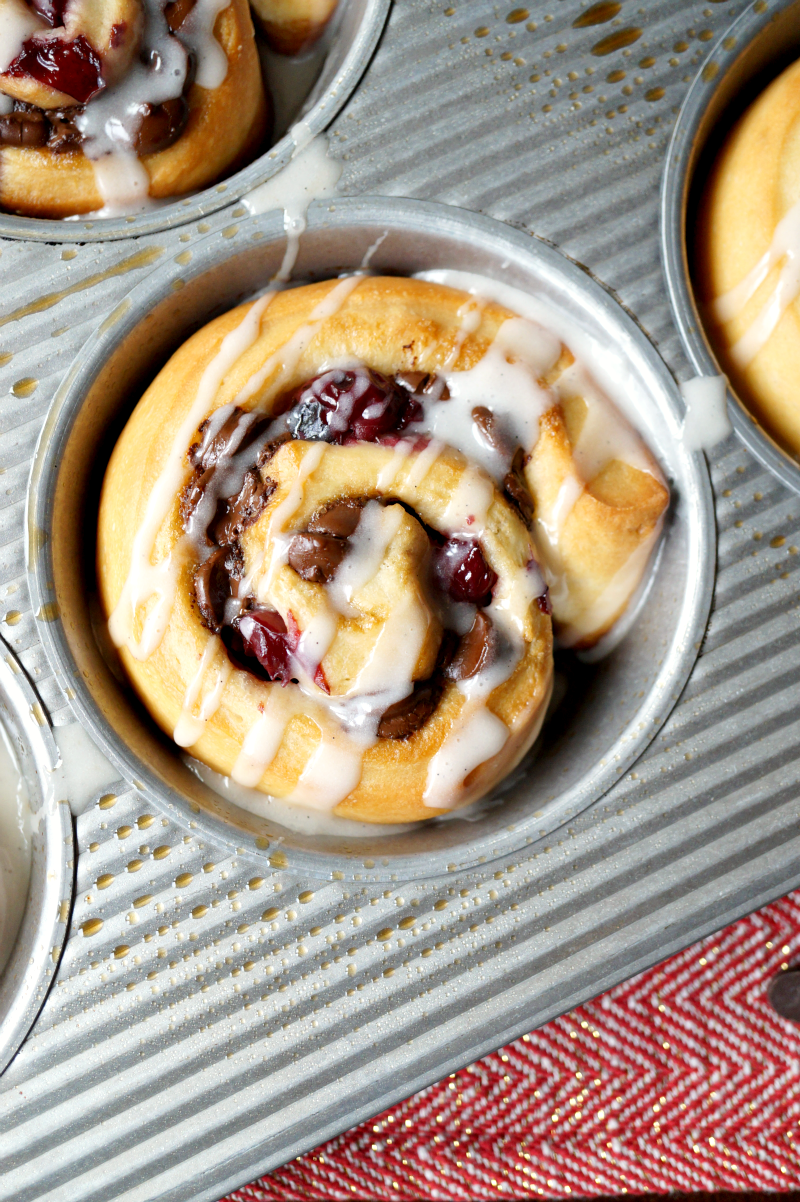 sour cherry chocolate rolls | The Baking Fairy