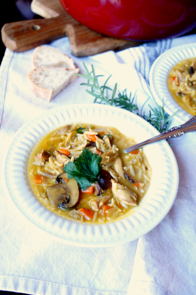 chicken mushroom orzo soup | The Baking Fairy