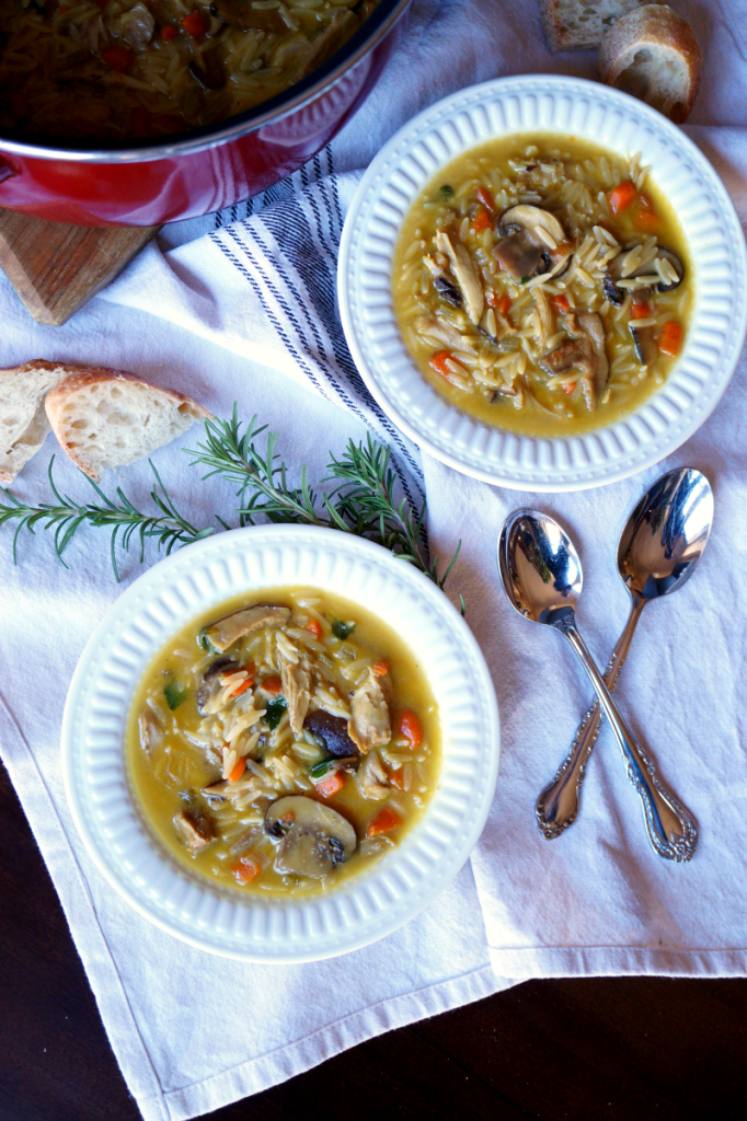 chicken mushroom orzo soup | The Baking Fairy