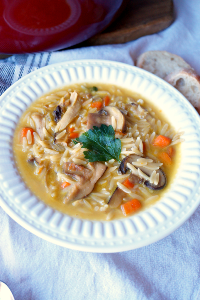 chicken mushroom orzo soup | The Baking Fairy