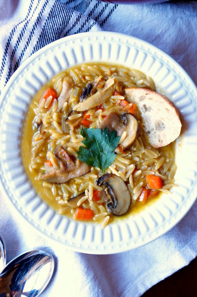 chicken mushroom orzo soup | The Baking Fairy