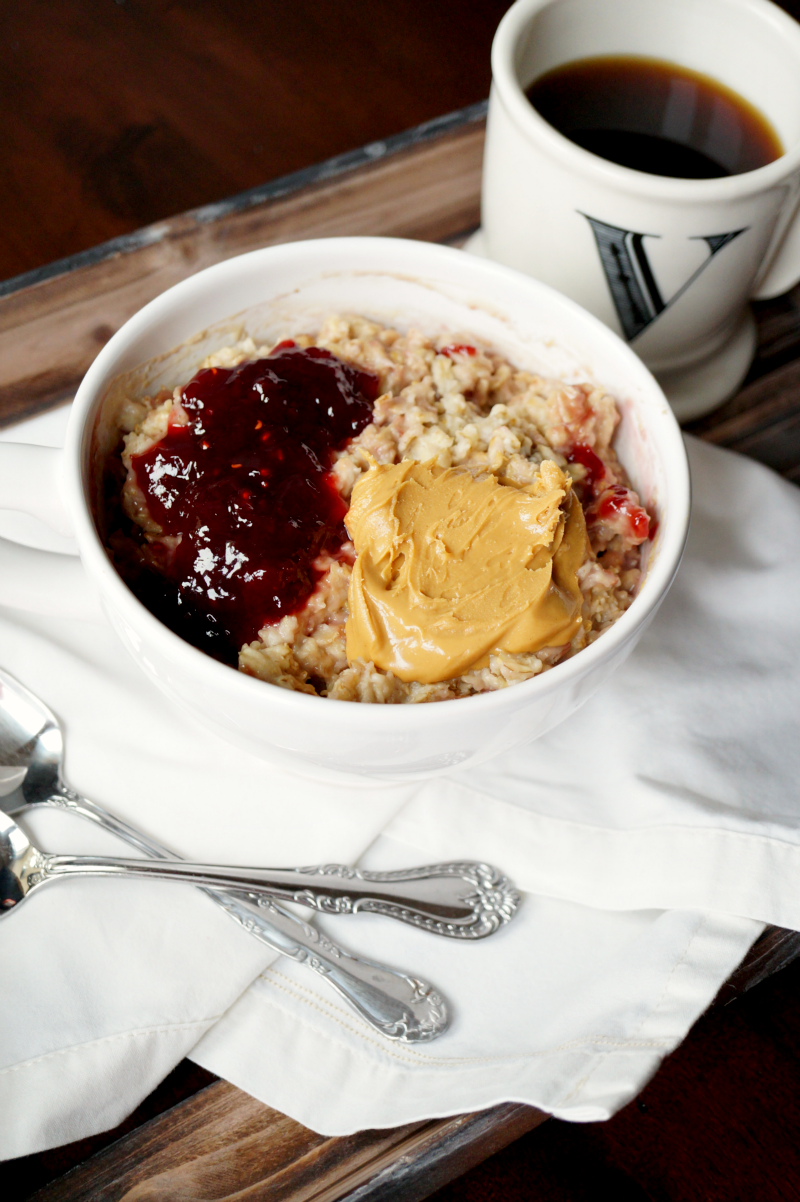 peanut butter & jelly oatmeal | The Baking Fairy