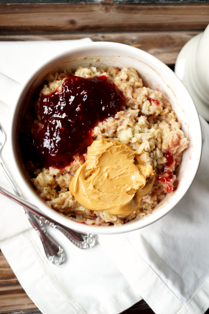 peanut butter & jelly oatmeal The Baking Fairy