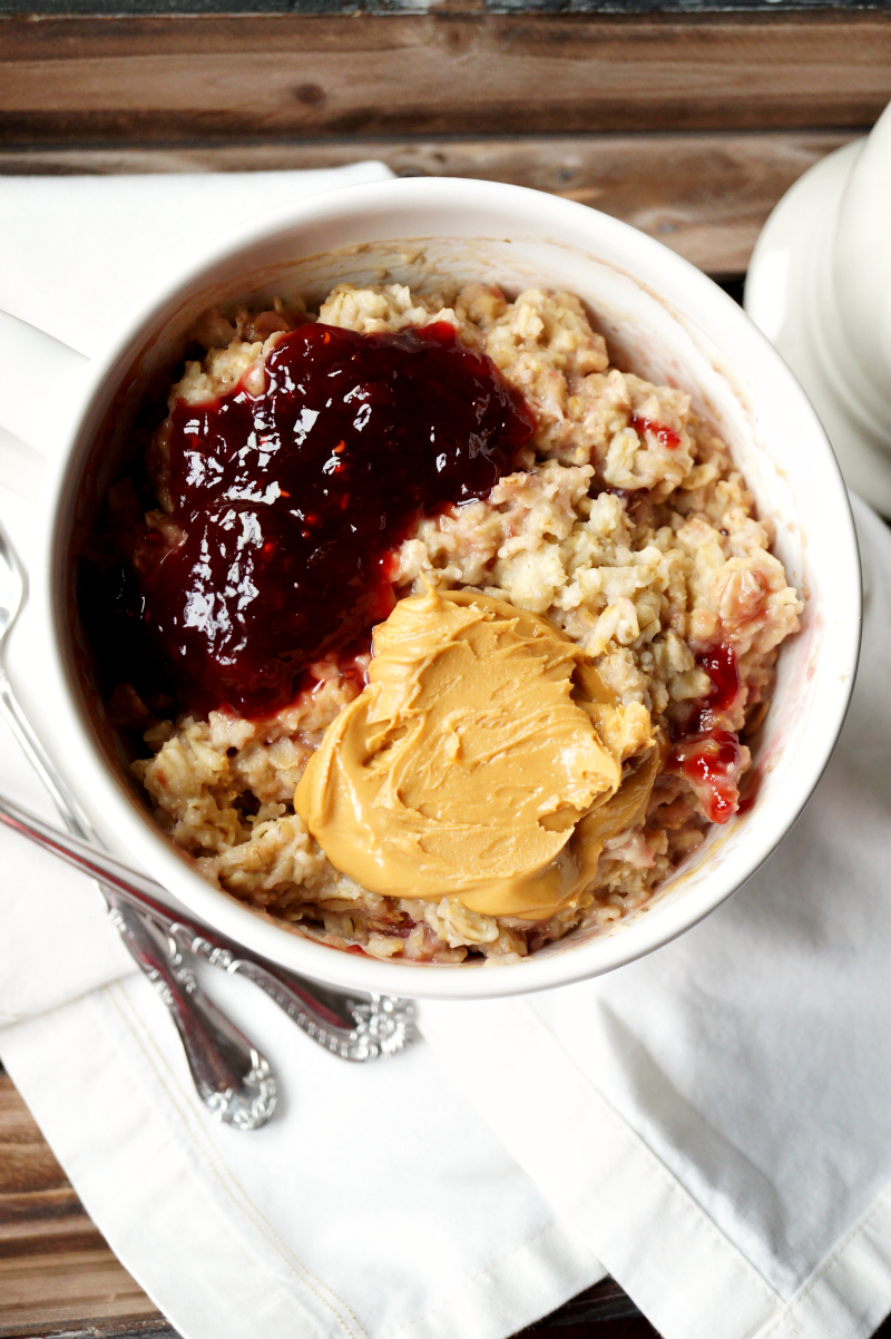 peanut butter & jelly oatmeal | The Baking Fairy