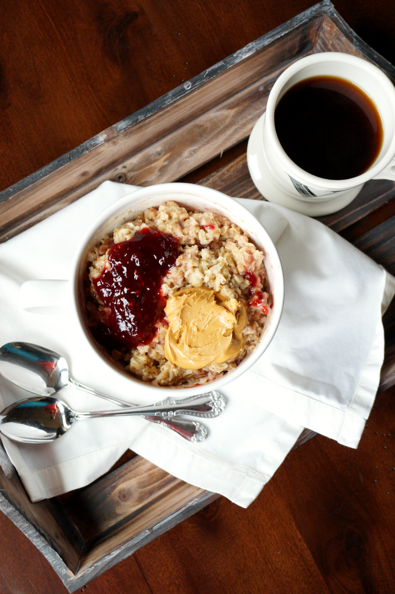 peanut butter & jelly oatmeal | The Baking Fairy