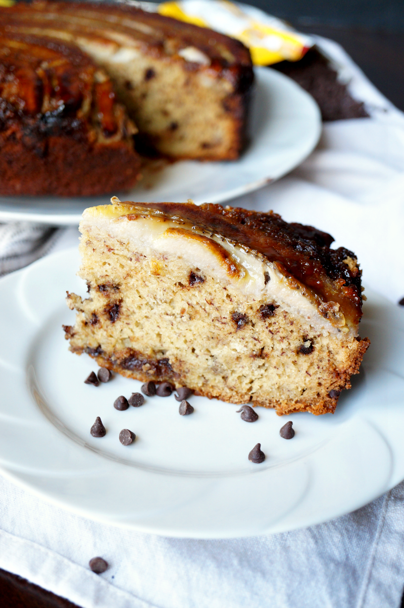 upside down banana chocolate chip cake | The Baking Fairy