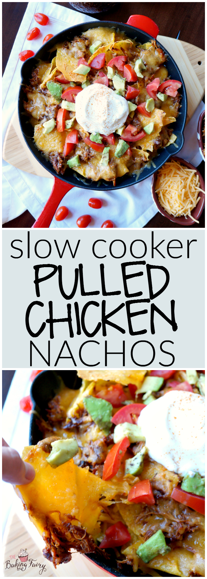 slow cooker pulled chicken nachos | The Baking Fairy