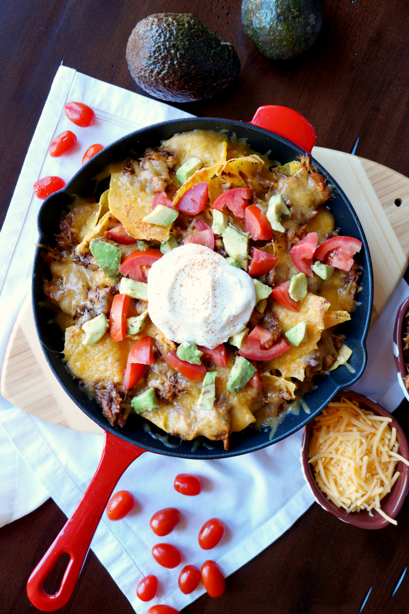 slow cooker pulled chicken nachos | The Baking Fairy