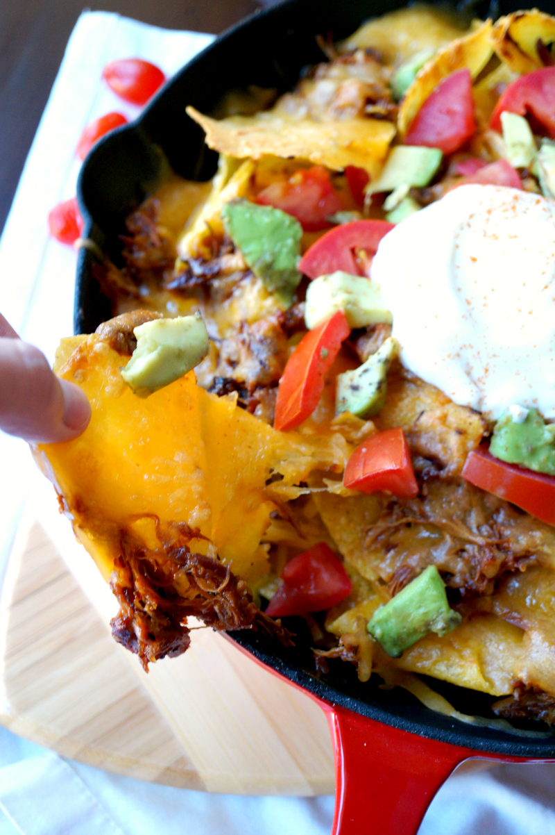 slow cooker pulled chicken nachos | The Baking Fairy