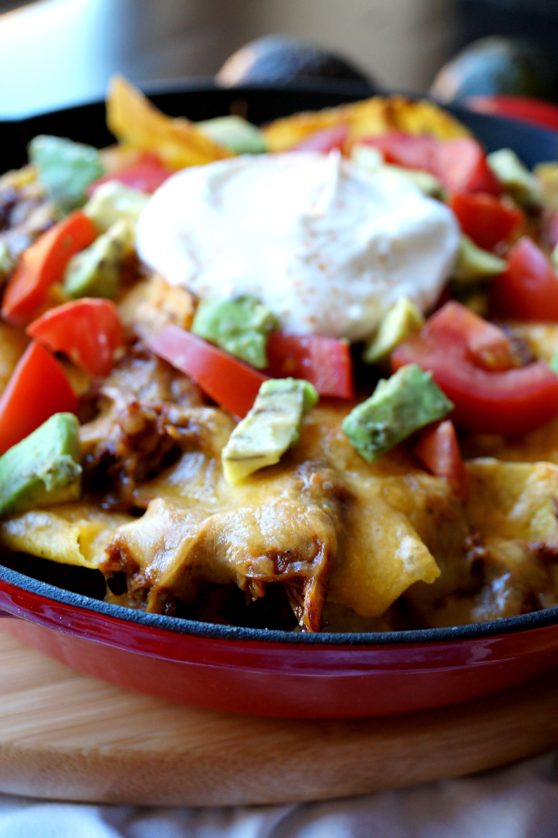 slow cooker pulled chicken nachos | The Baking Fairy