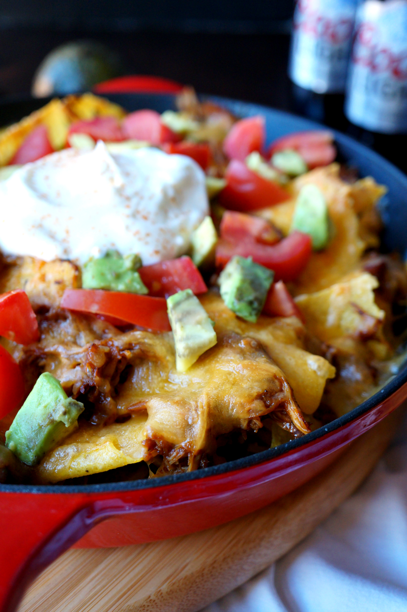 slow cooker pulled chicken nachos | The Baking Fairy