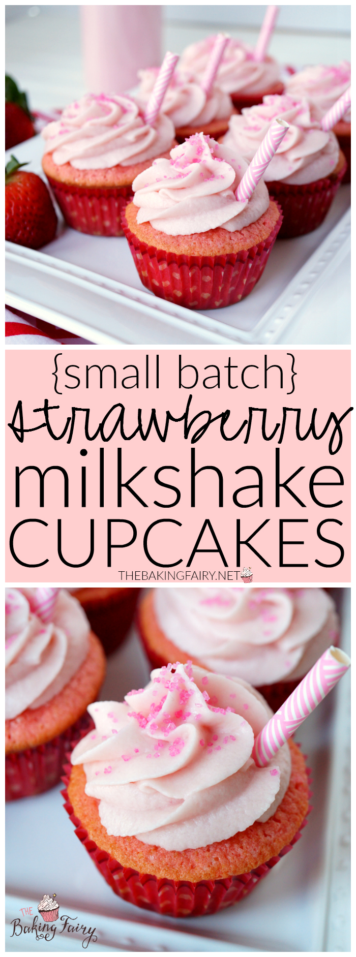 strawberry milkshake cupcakes {small batch} | The Baking Fairy