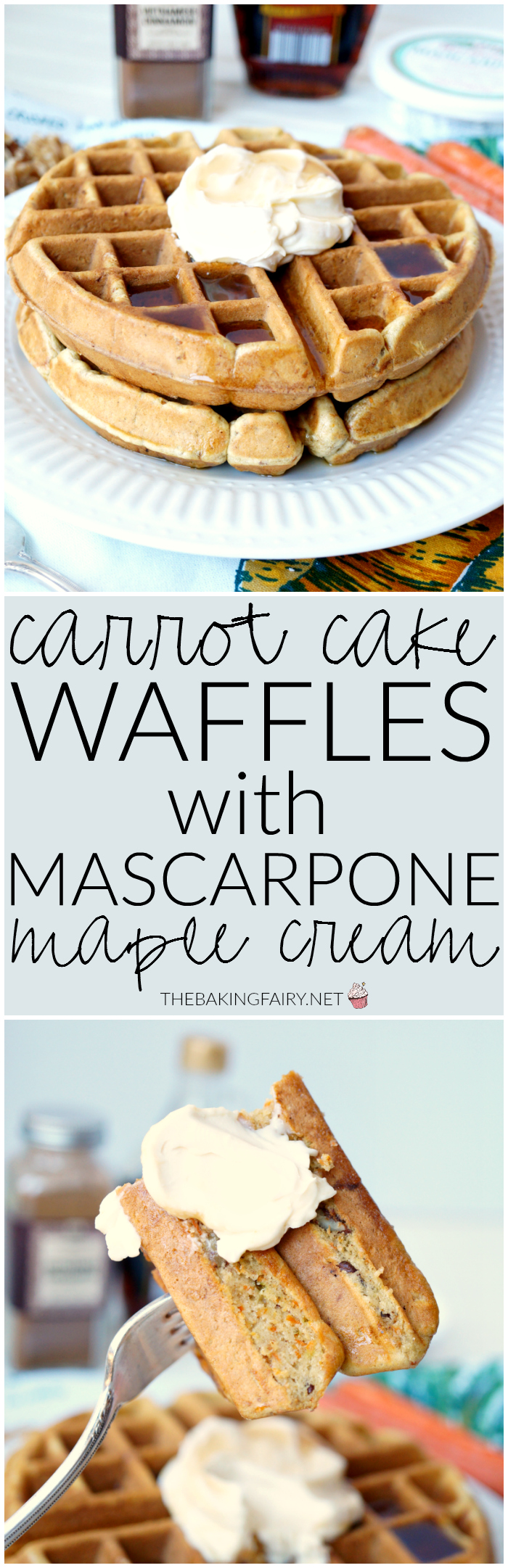 carrot cake waffles with mascarpone maple cream | The Baking Fairy