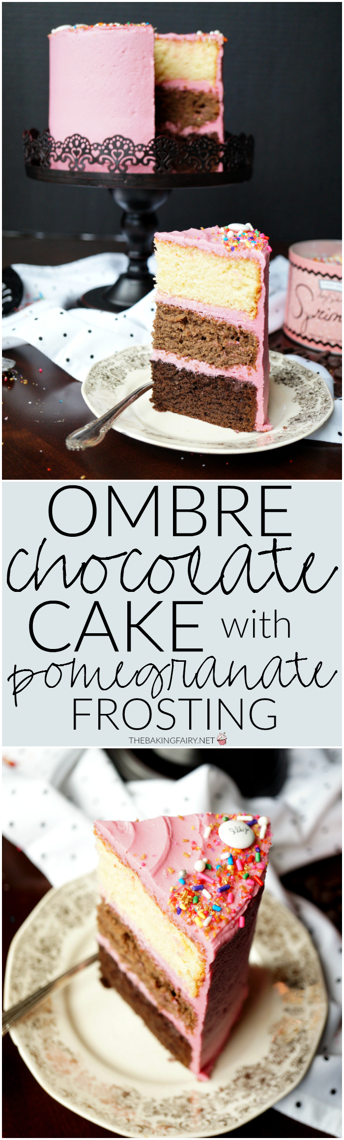ombre chocolate cake with pomegranate frosting | The Baking Fairy