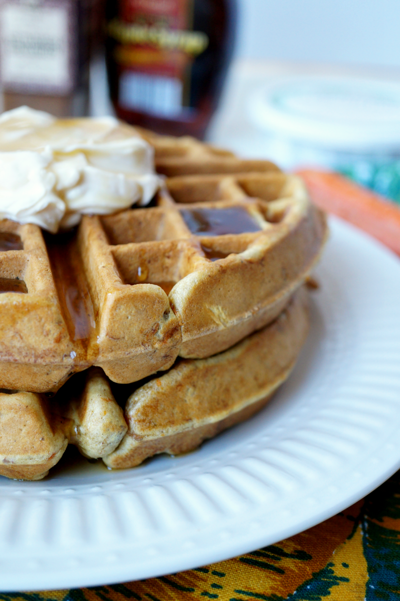 carrot cake waffles with mascarpone maple cream | The Baking Fairy