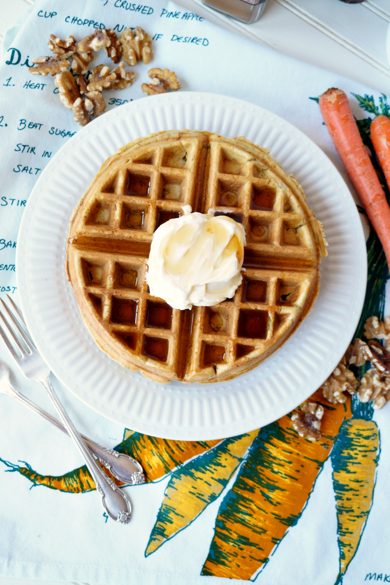 carrot cake waffles with mascarpone maple cream | The Baking Fairy