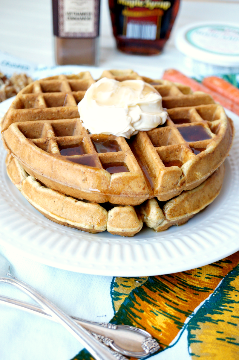 carrot cake waffles with mascarpone maple cream | The Baking Fairy